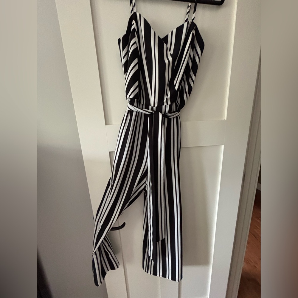 Frank Lyman Design Monochrome Striped Jumpsuit